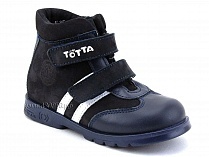 121-2,12,9 Тотто (Totto), ботинки детские утепленные ортопедические профилактические, кожа, нубук, синий, белый. в Якутске