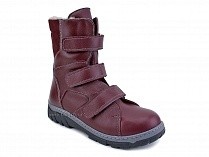 285б (22-31) Аквелла (Akwella), ботинки  детские ортопедические с высоким берцем, демисезонные, ворсин, кожа, бордовый в Якутске