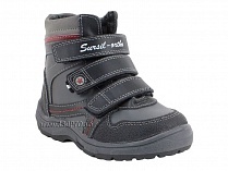 А43-037 Сурсил (Sursil-Ortho), ботинки детские ортопедические с высоким берцем, зимние, натуральный мех, кожа, черный, красный в Якутске
