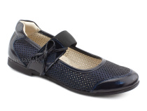0015-500-0076 (37-40) Джойшуз (Djoyshoes), туфли Подростковые ортопедические профилактические, кожа перфорированная, темно-синий  в Якутске