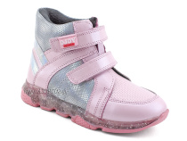 027-168-253-0085-0043 (26-30)  Джойшуз (Djoyshoes) ботинки  ортопедические профилактические утеплённые, кожа, розовый, серебро 