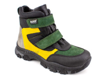 088-111-282-450 (31-36) Джойшуз (Djoyshoes) ботинки детские зимние мембранные ортопедические профилактические, натуральный мех, мембрана, нубук, кожа, черный, желтый, зеленый 