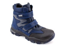 055-600-013-524-0048 (31-36) Джойшуз (Djoyshoes) ботинки детские зимние мембранные ортопедические профилактические, натуральный мех, мембрана, нубук, синий, черный 