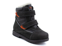 151-13   Бос(Bos), ботинки детские зимние профилактические, натуральная шерсть, кожа, нубук, черный, оранжевый в Якутске