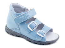 0313-9-603 Тотто (Totto), сандалии детские открытые ортопедические профилактические, кожа, голубой в Якутске