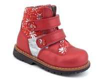 2031-13 Миниколор (Minicolor), ботинки детские ортопедические профилактические утеплённые, кожа, байка, красный в Якутске